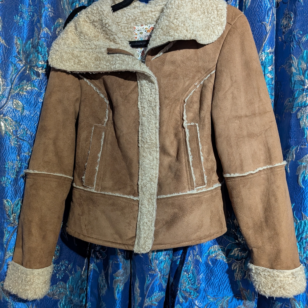 Decree Brown and Cream Teddy Shearling Jacket